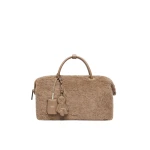 Max Mara Large Alpaca and Cashmere Teddy Boston Bag in Beige Golden | Totes & Top-Handle Bags | Luxury Shoes 
