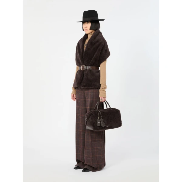 Max Mara Large Alpaca and Wool Teddy Boston Bag in Brown | Totes & Top-Handle Bags | Luxury Shoes 