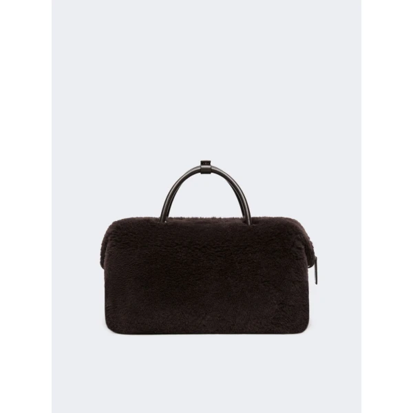 Max Mara Large Alpaca and Wool Teddy Boston Bag in Brown | Totes & Top-Handle Bags | Luxury Shoes 