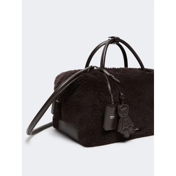 Max Mara Large Alpaca and Wool Teddy Boston Bag in Brown | Totes & Top-Handle Bags | Luxury Shoes 