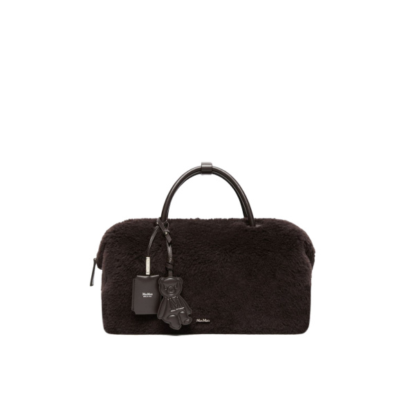 Max Mara Large Alpaca and Wool Teddy Boston Bag in Brown | Totes & Top-Handle Bags | Luxury Shoes 