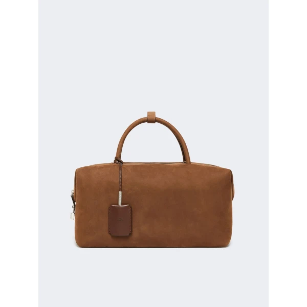 Max Mara Large Nubuck Leather Boston Bag in Cocoa | Totes & Top-Handle Bags | Luxury Shoes 