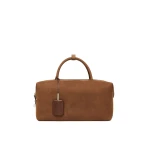Max Mara Large Nubuck Leather Boston Bag in Cocoa | Totes & Top-Handle Bags | Luxury Shoes 
