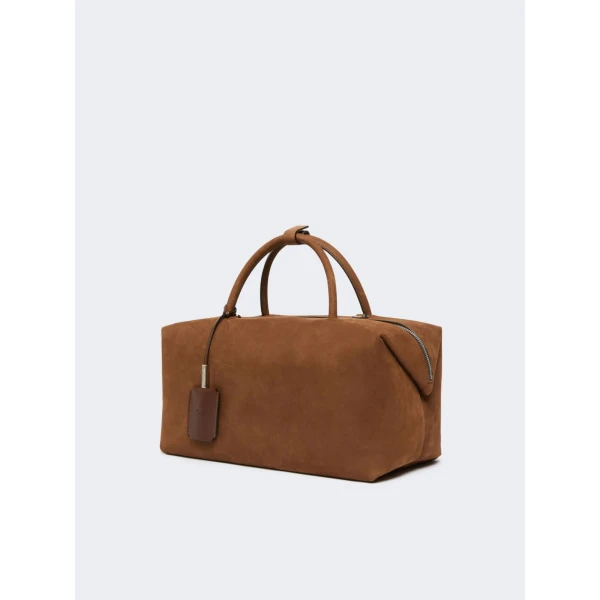 Max Mara Large Nubuck Leather Boston Bag in Cocoa | Totes & Top-Handle Bags | Luxury Shoes 