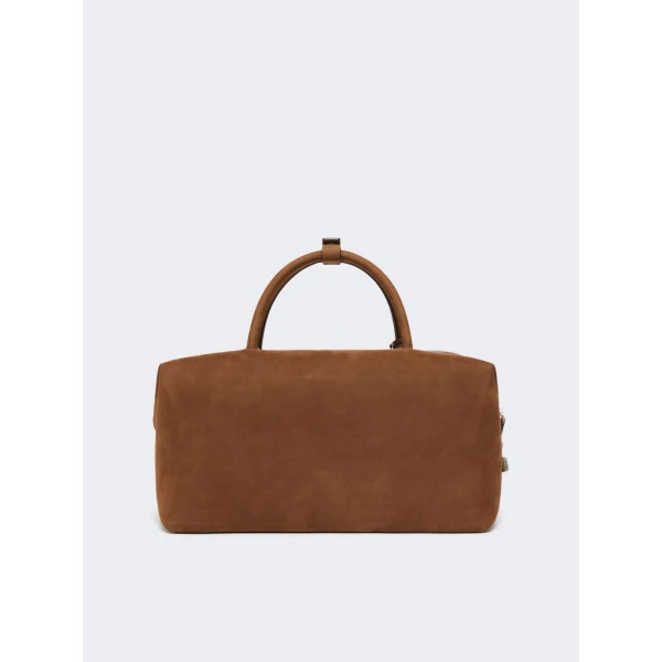 Max Mara Large Nubuck Leather Boston Bag in Cocoa | Totes & Top-Handle Bags | Luxury Shoes 