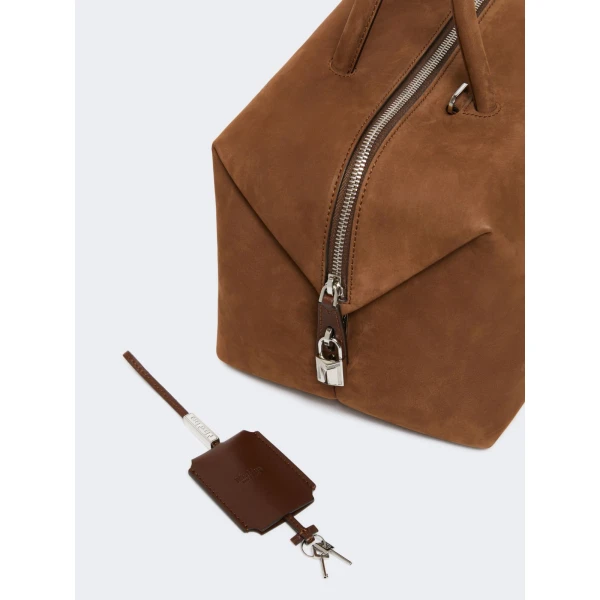 Max Mara Large Nubuck Leather Boston Bag in Cocoa | Totes & Top-Handle Bags | Luxury Shoes 