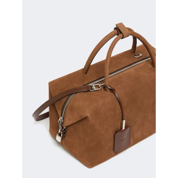 Max Mara Large Nubuck Leather Boston Bag in Cocoa | Totes & Top-Handle Bags | Luxury Shoes 