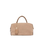 Max Mara Large Nubuck Leather Boston Bag in Mud | Totes & Top-Handle Bags | Luxury Shoes 