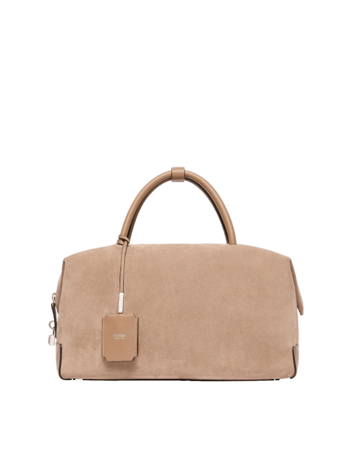 Max Mara Large Nubuck Leather Boston Bag in Mud Max Mara Large Nubuck Leather Boston Bag in Mud | Totes & Top-Handle Bags | Luxury Shoes