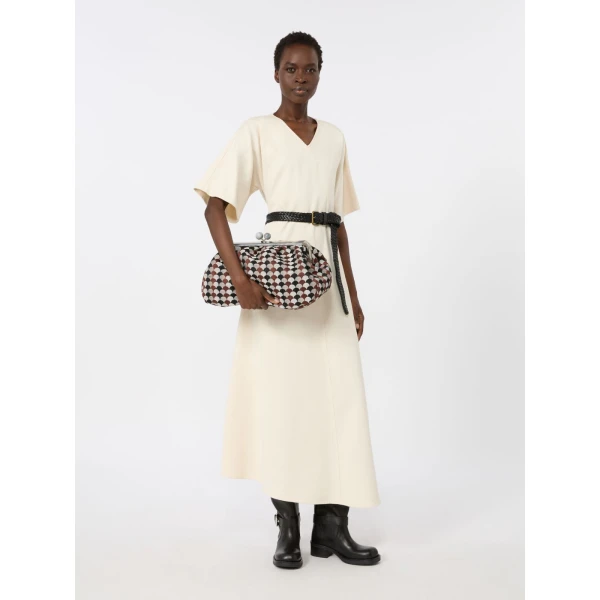 Max Mara Large Pasticcino Bag in Jacquard, Coffee | Clutch Bags | Luxury Shoes 