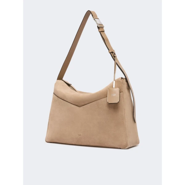 Max Mara Large Split Leather Handbag in Mud | Totes & Top-Handle Bags | Luxury Shoes 