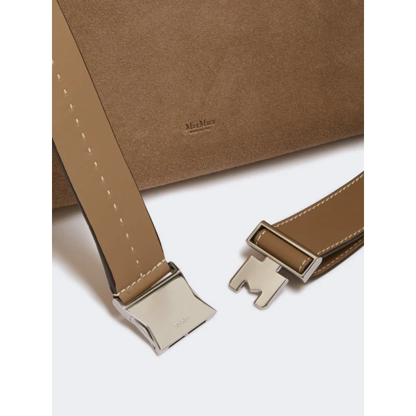 Max Mara Large Split Leather Handbag in Mud | Totes & Top-Handle Bags | Luxury Shoes 