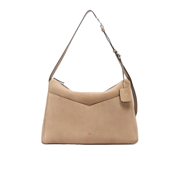 Max Mara Large Split Leather Handbag in Mud | Totes & Top-Handle Bags | Luxury Shoes 