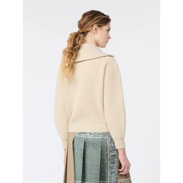 Max Mara Laser Wool Half-Zip Roll-Neck Jumper in Ice Grey | Turtlenecks | Luxury Shoes 