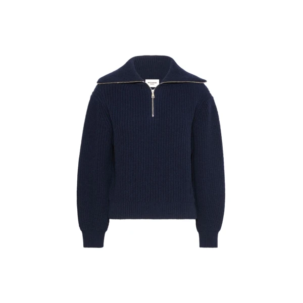 Laser Wool Half-Zip Roll-Neck Jumper in Navy