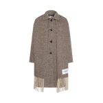 Max Mara Latino Wool-Blend Tweed Coat with Scarf in Brown | Wool Coat | Luxury Shoes 