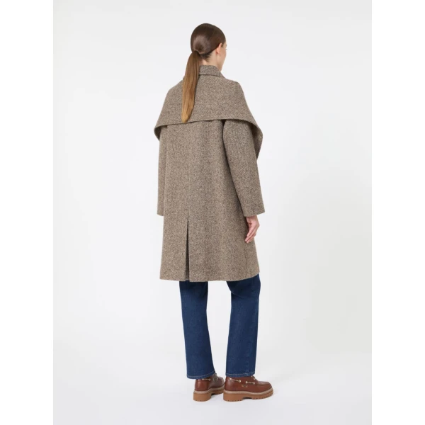 Max Mara Latino Wool-Blend Tweed Coat with Scarf in Brown | Wool Coat | Luxury Shoes 