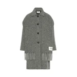 Max Mara Latino Wool-Blend Tweed Coat with Scarf in Dark Grey | Wool Coat | Luxury Shoes 