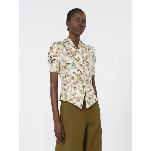 Max Mara Leale Printed Silk Twill Shirt in White | Shirts | Luxury Shoes 
