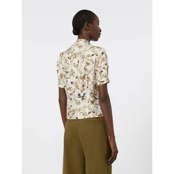 Max Mara Leale Printed Silk Twill Shirt in White | Shirts | Luxury Shoes 