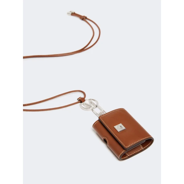 Max Mara Leather Earphone Pouch in Amber Brown | Wallets & Purses | Luxury Shoes 