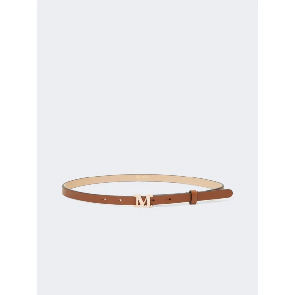 Max Mara Leather Monogram Belt in Amber Brown | Belts | Luxury Shoes 