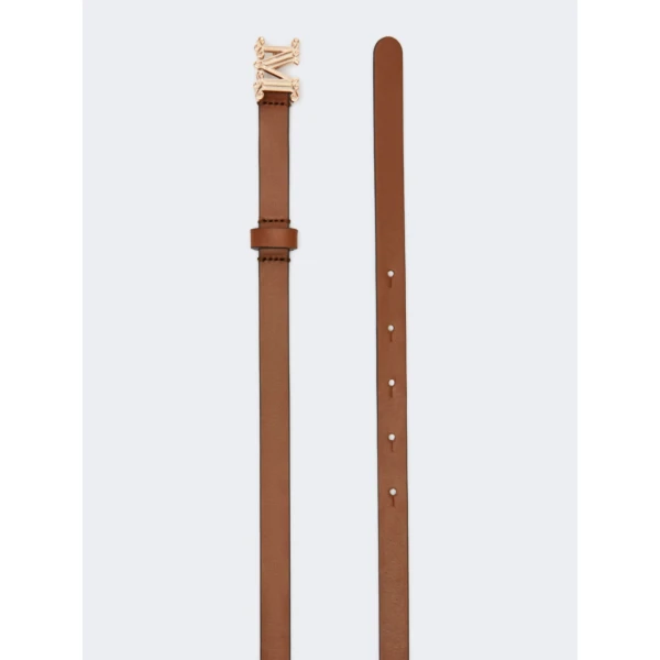 Max Mara Leather Monogram Belt in Amber Brown | Belts | Luxury Shoes 