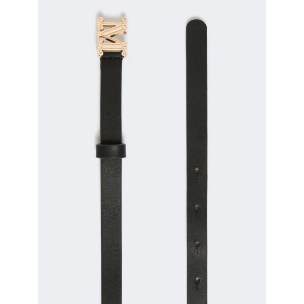 Max Mara Leather Monogram Belt in Black | Belts | Luxury Shoes 