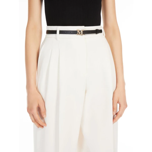 Max Mara Leather Monogram Belt in Black | Belts | Luxury Shoes 