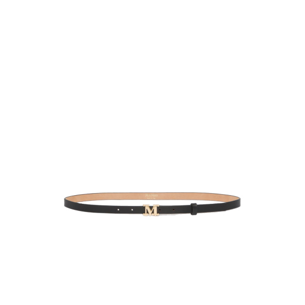 Max Mara Leather Monogram Belt in Black | Belts | Luxury Shoes 