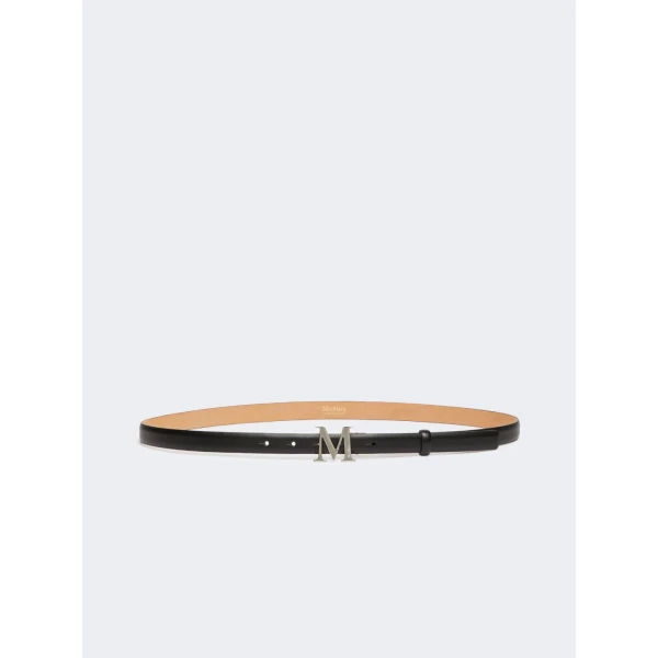 Max Mara Leather Monogram Trouser Belt in Black | Belts | Luxury Shoes 