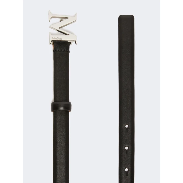 Max Mara Leather Monogram Trouser Belt in Black | Belts | Luxury Shoes 