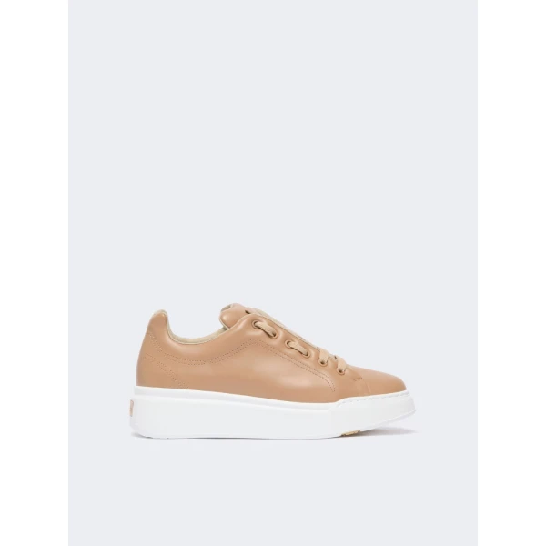 Max Mara Leather Trainers in Ivory | Sneakers | Luxury Shoes 