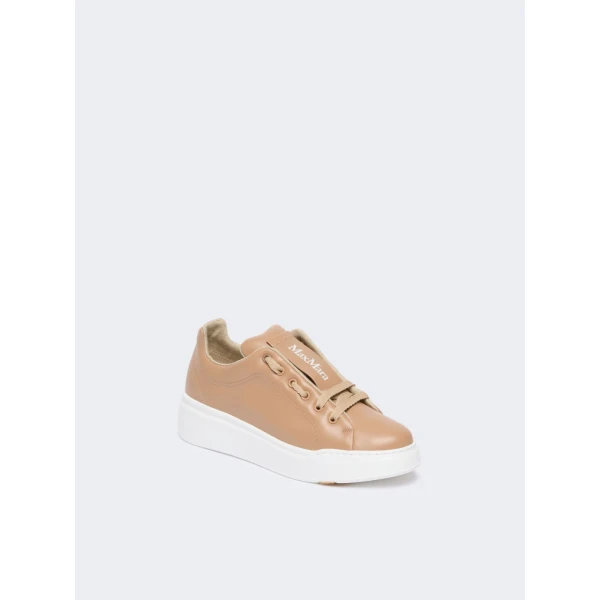 Max Mara Leather Trainers in Ivory | Sneakers | Luxury Shoes 