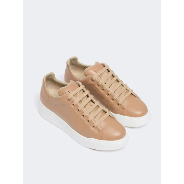 Max Mara Leather Trainers in Ivory | Sneakers | Luxury Shoes 