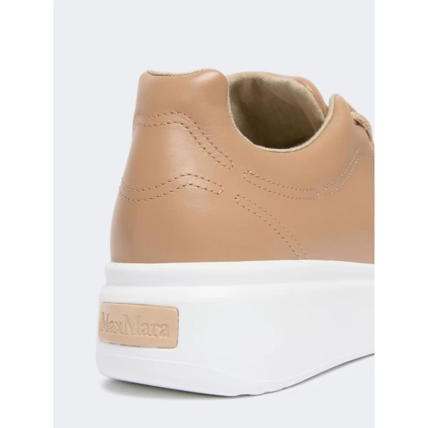 Max Mara Leather Trainers in Ivory | Sneakers | Luxury Shoes 
