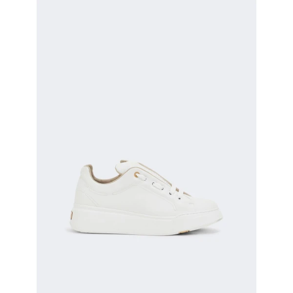 Max Mara Leather Trainers in Optical White | Sneakers | Luxury Shoes 
