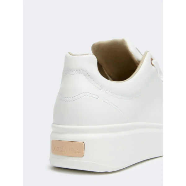 Max Mara Leather Trainers in Optical White | Sneakers | Luxury Shoes 