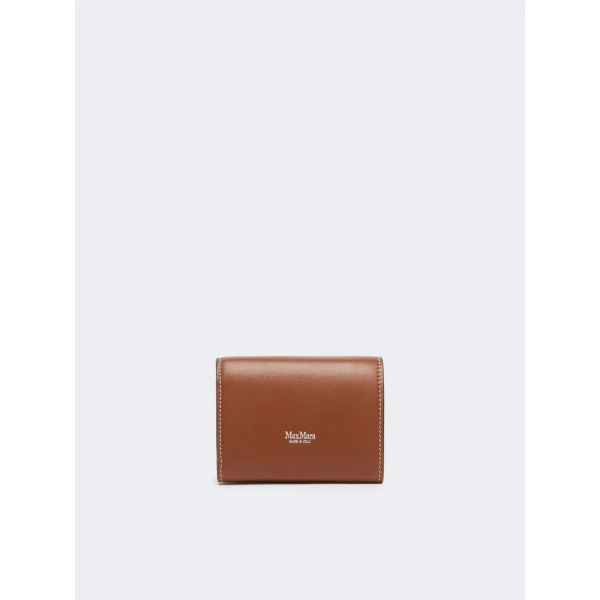 Max Mara Leather Tri-Fold Purse in Amber Brown | Wallets & Purses | Luxury Shoes 