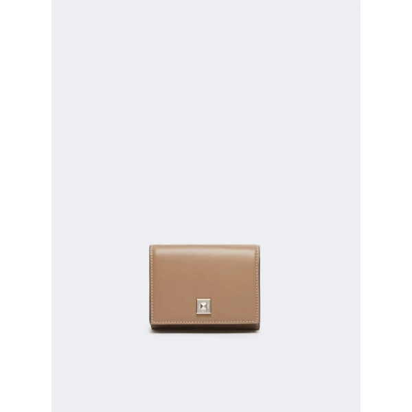 Max Mara Leather Tri-Fold Purse in Mud | Wallets & Purses | Luxury Shoes 