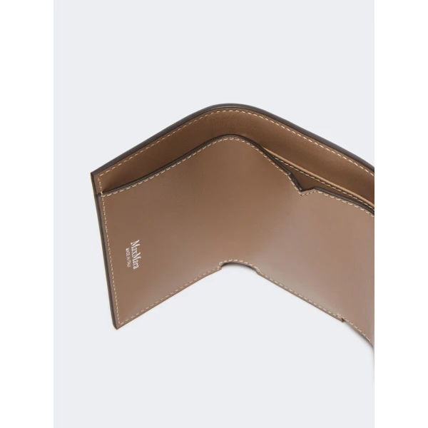 Max Mara Leather Tri-Fold Purse in Mud | Wallets & Purses | Luxury Shoes 