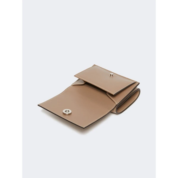 Max Mara Leather Tri-Fold Purse in Mud | Wallets & Purses | Luxury Shoes 