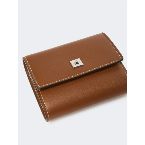 Max Mara Leather Tri-Fold Wallet in Amber Brown | Wallets & Purses | Luxury Shoes 