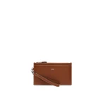 Max Mara Leather Wrist Strap Pouch in Amber Brown | Wallets & Purses | Luxury Shoes 