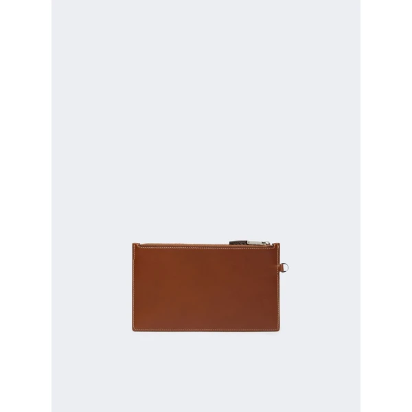 Max Mara Leather Wrist Strap Pouch in Amber Brown | Wallets & Purses | Luxury Shoes 
