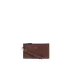 Max Mara Leather Wrist Strap Pouch in Cocoa | Wallets & Purses | Luxury Shoes 