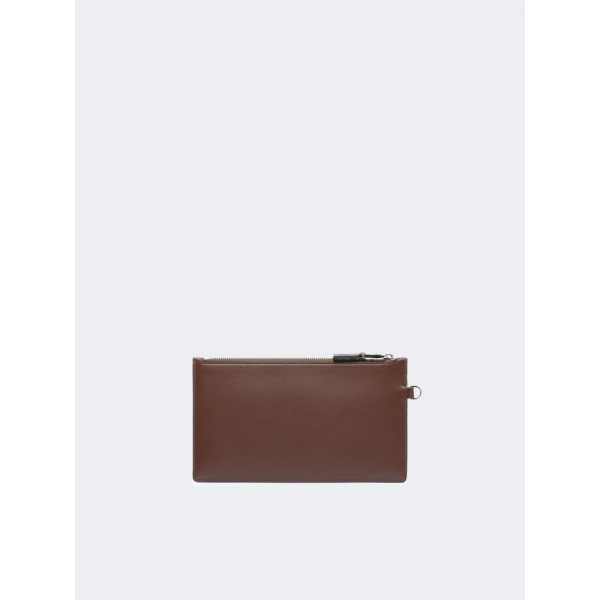 Max Mara Leather Wrist Strap Pouch in Cocoa | Wallets & Purses | Luxury Shoes 
