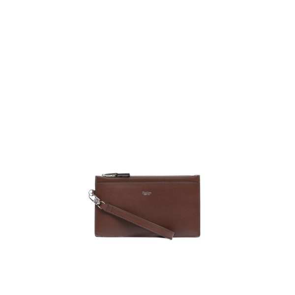 Max Mara Leather Wrist Strap Pouch in Cocoa | Wallets & Purses | Luxury Shoes 