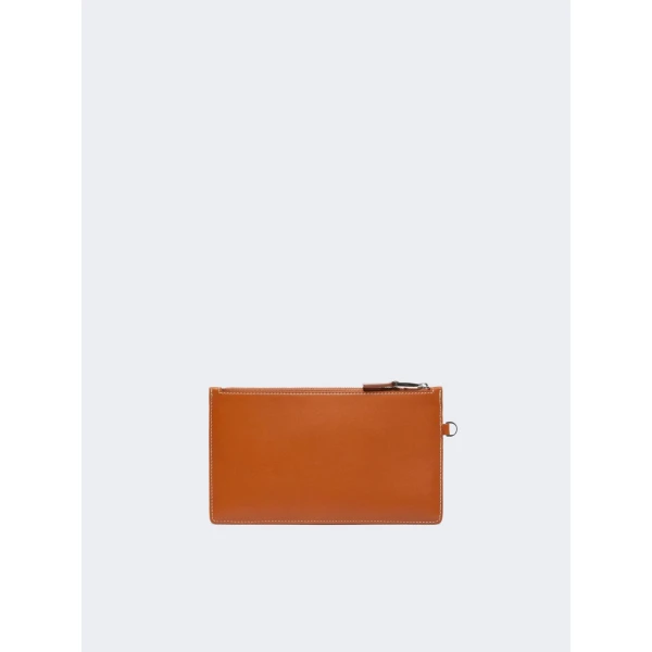 Max Mara Leather Wrist Strap Pouch in Rust | Wallets & Purses | Luxury Shoes 