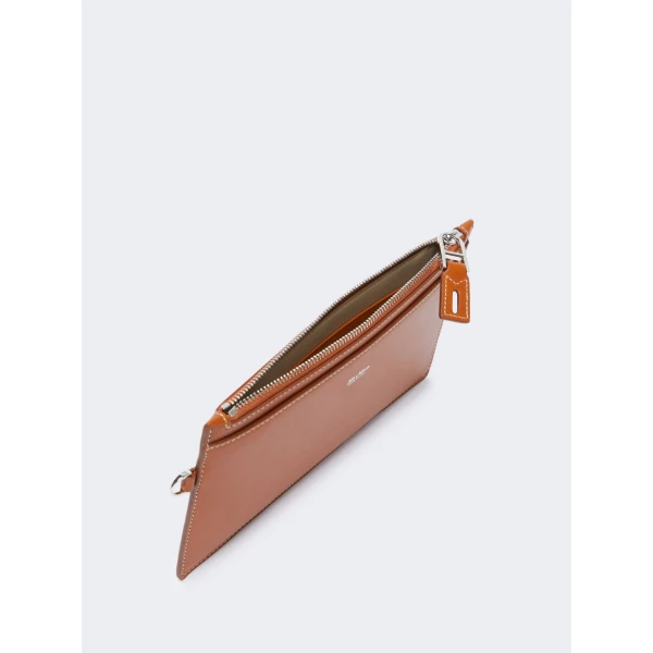 Max Mara Leather Wrist Strap Pouch in Rust | Wallets & Purses | Luxury Shoes 